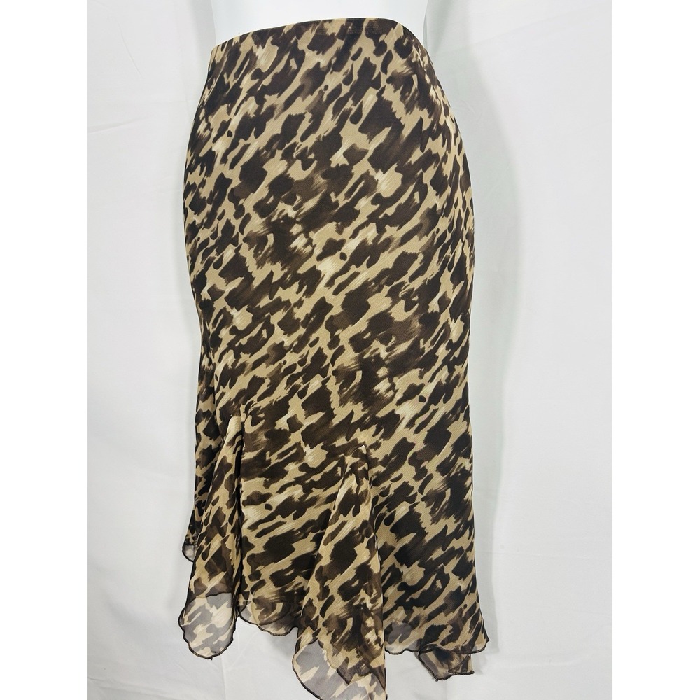 Vintage Cato Sheer Flounce Skirt Size L 90s Brown Boho Fairy Feminine Asymmetric